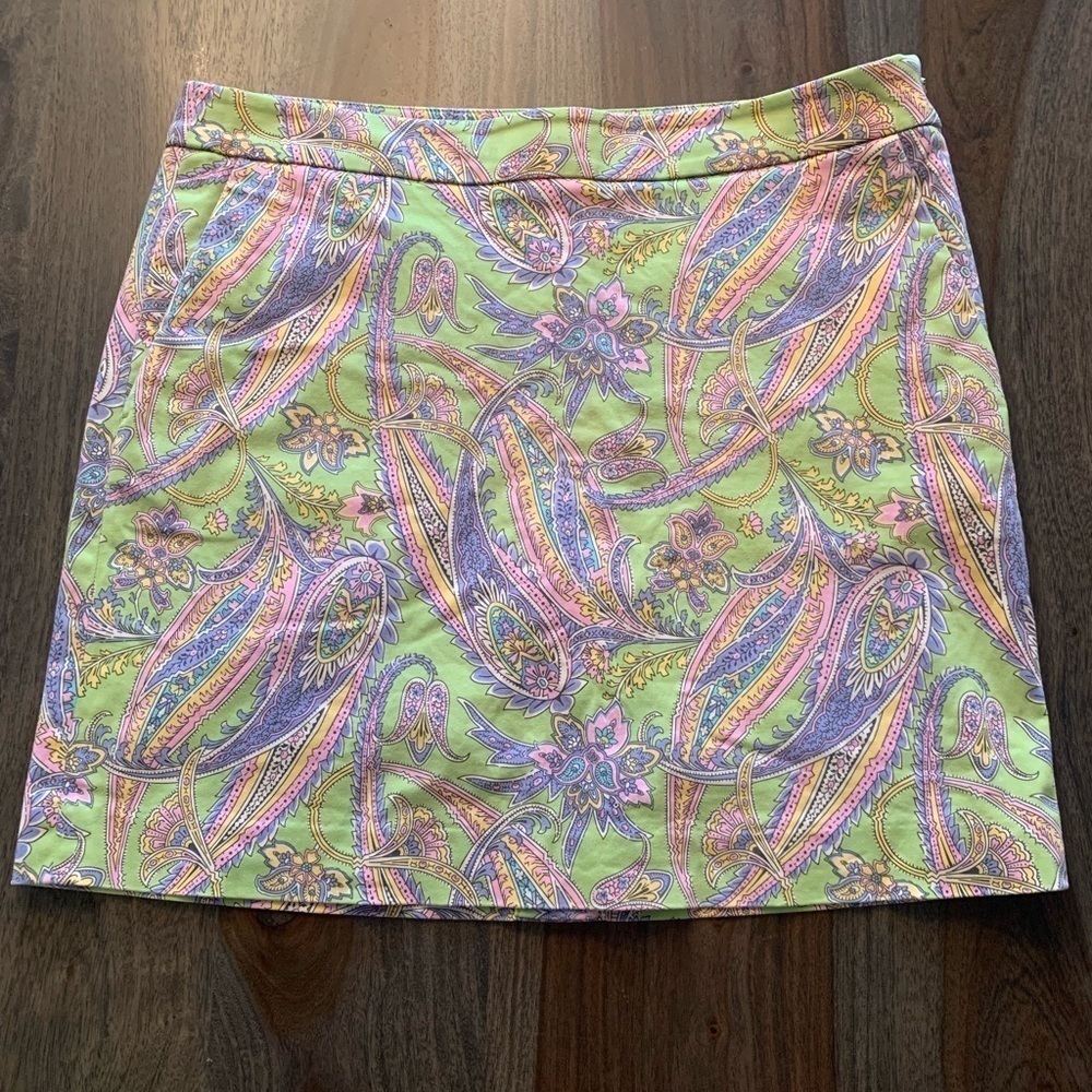 Ralph Lauren Golf Skirt Skort Paisley Green Purple Pink Size 6 Cotton Blend